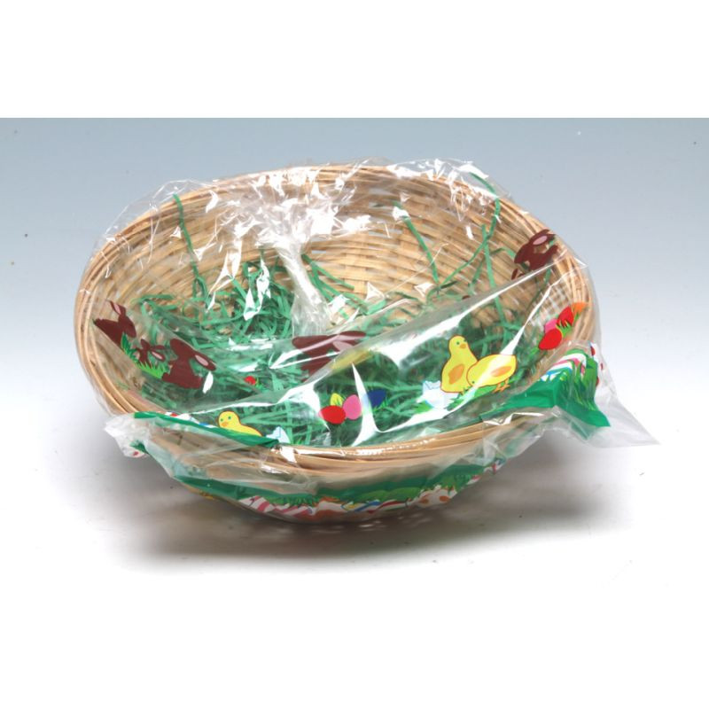 Osterkorb Bambus 19 cm mit grüner Holzwolle Osternest